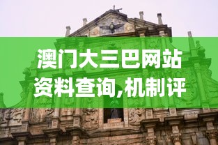 澳門大三巴網(wǎng)站資料查詢,機制評估方案_沉浸版OYT5.30