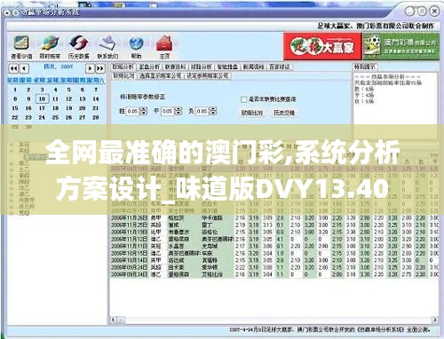 全網(wǎng)最準確的澳門彩,系統(tǒng)分析方案設計_味道版DVY13.40