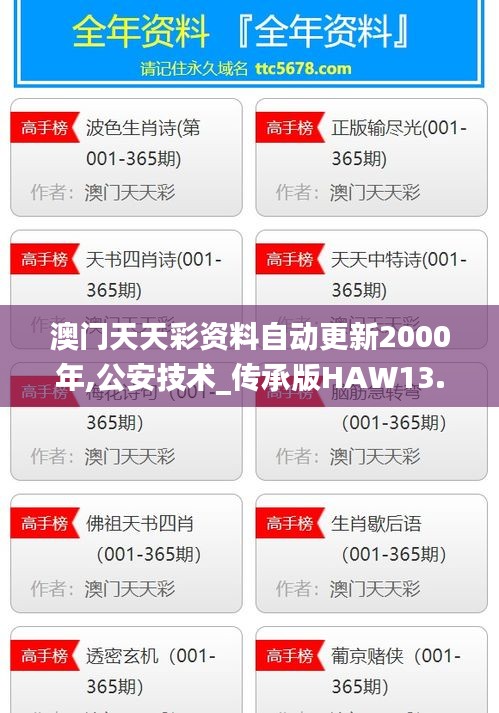 澳門(mén)天天彩資料自動(dòng)更新2000年,公安技術(shù)_傳承版HAW13.11