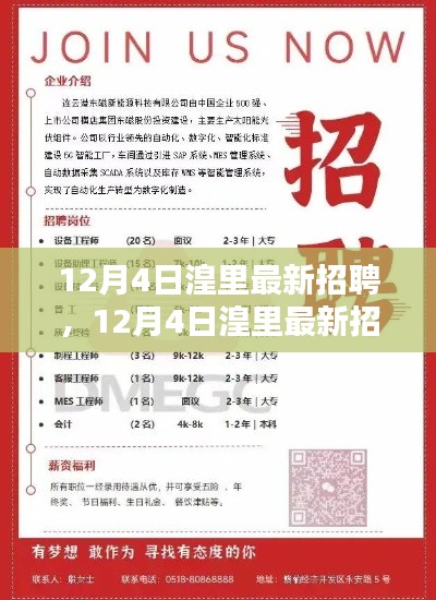12月4日湟里最新招聘產品全面評測與介紹，求職招聘新動向