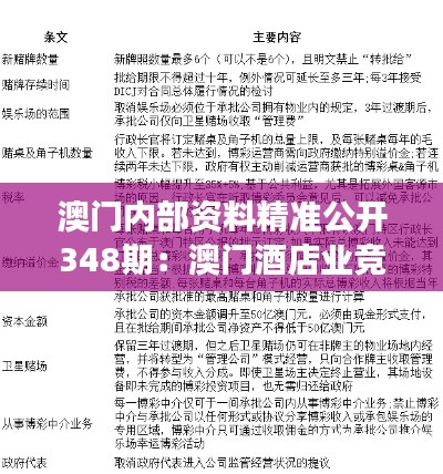 澳門內(nèi)部資料精準公開348期：澳門酒店業(yè)競爭格局的全面剖析