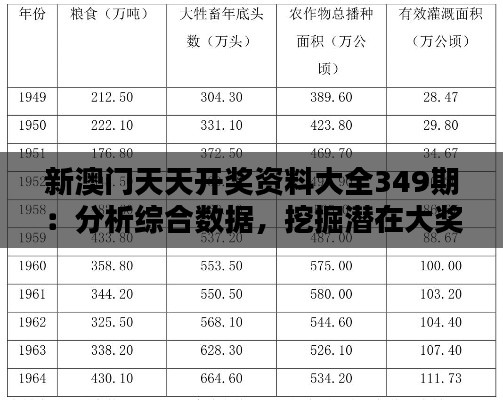 新澳門天天開獎資料大全349期：分析綜合數(shù)據(jù)，挖掘潛在大獎