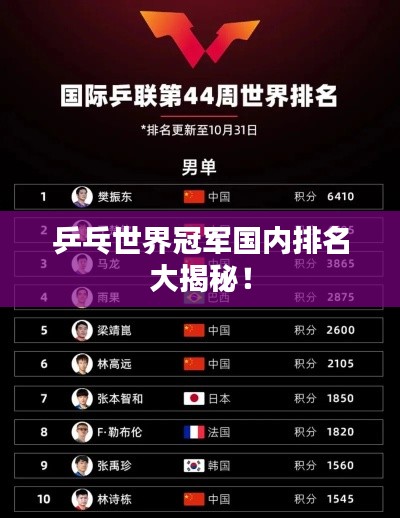 乒乓世界冠軍國內(nèi)排名大揭秘！