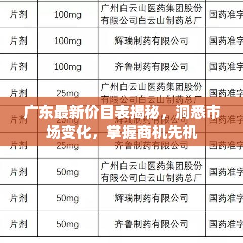 廣東最新價(jià)目表揭秘，洞悉市場(chǎng)變化，掌握商機(jī)先機(jī)