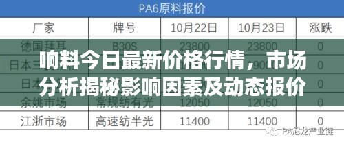 響料今日最新價格行情，市場分析揭秘影響因素及動態(tài)報價
